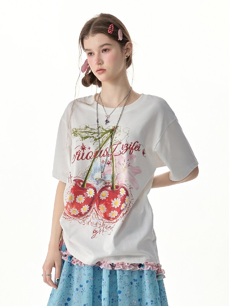 Daisy Cherry Vintage T Shirt【s0000017264】