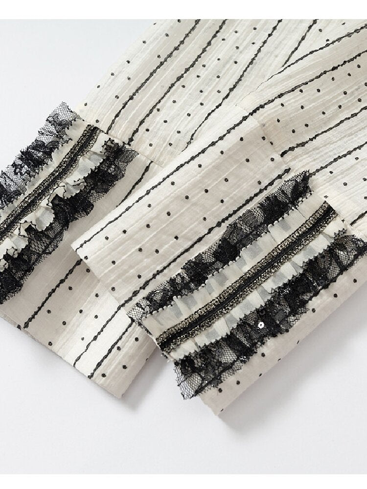 Vintage Lace Asymmetrical Shirt【s0000017987】
