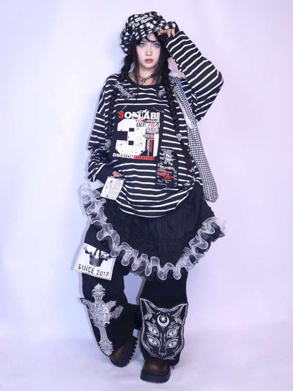 Patchwork A-Line Lace Long Skirt【s0000014625】