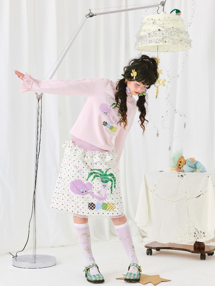 Print Long Sleeve Short T-Shirt【s0000011942】