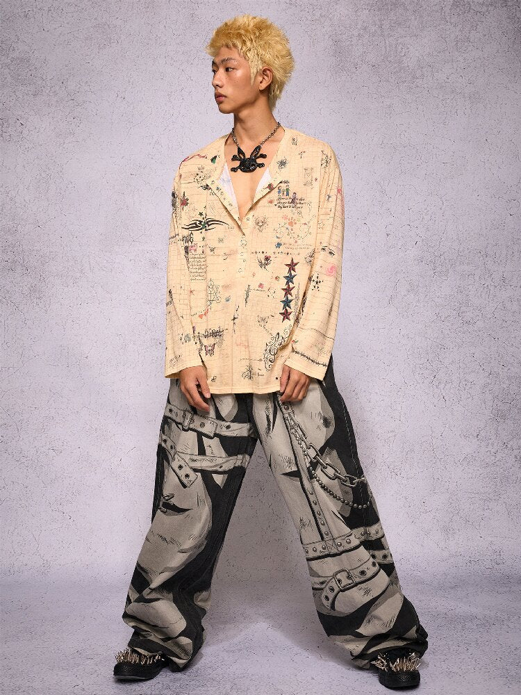 Manuscript Print Long Sleeve【s0000019143】