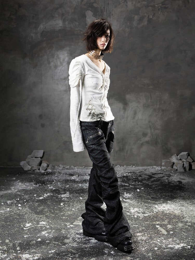 Double Waist Scimitar Denim Pants【s0000015945】