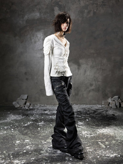 Double Waist Scimitar Denim Pants【s0000015945】