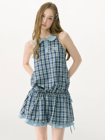 Summer Plaid Doll Collar Dress Girl【s0000017149】