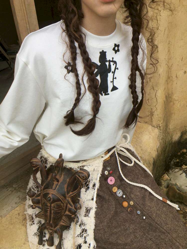 Forest Elf Print Long Sleeve T-Shirt【s0000014898】