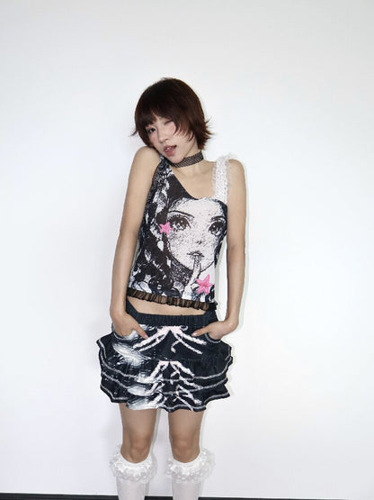 Lace Mesh Vest Suspender Top【s0000018661】