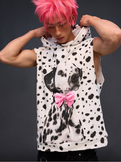 Dalmatian Print Sweatshirt Vest【s0000017293】