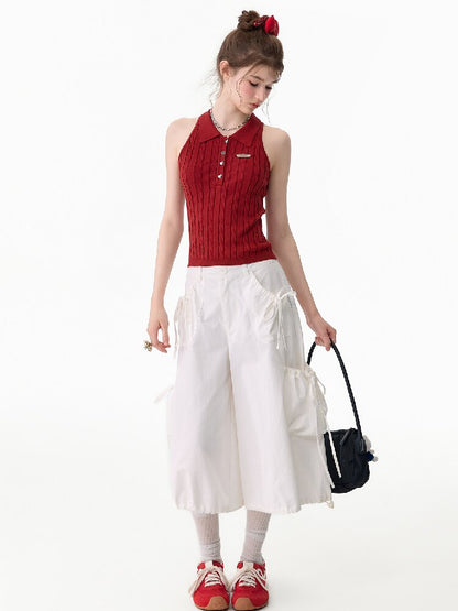 Sleeveless Polo Knit Tank Top【s0000017681】