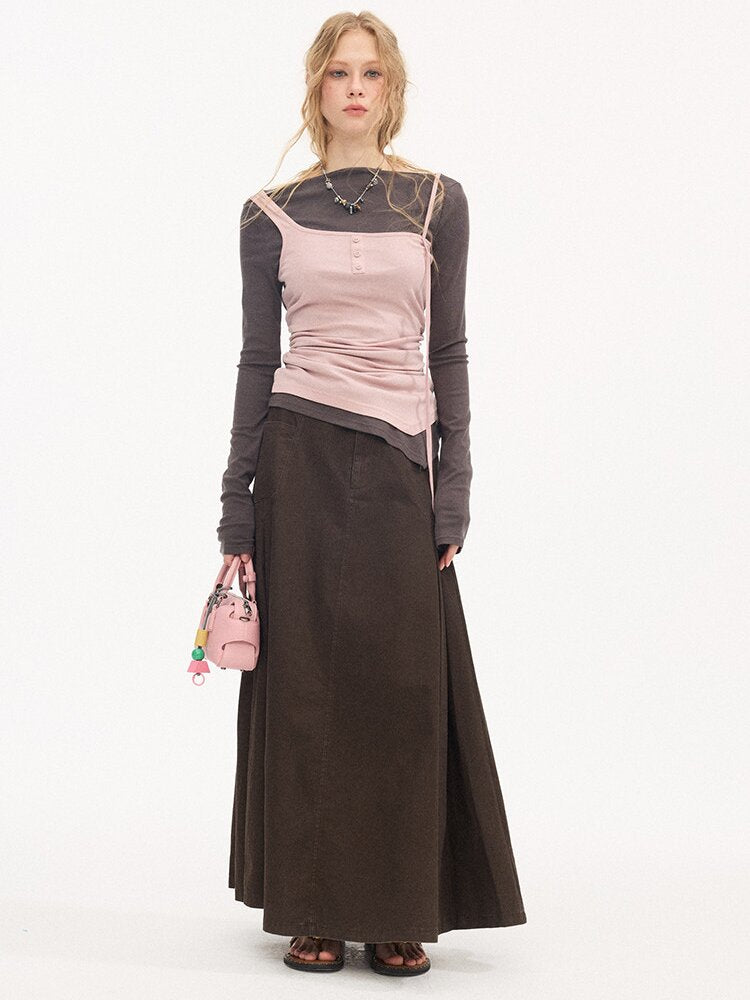 Tencel Wool Faux Two Piece Top【s0000015899】