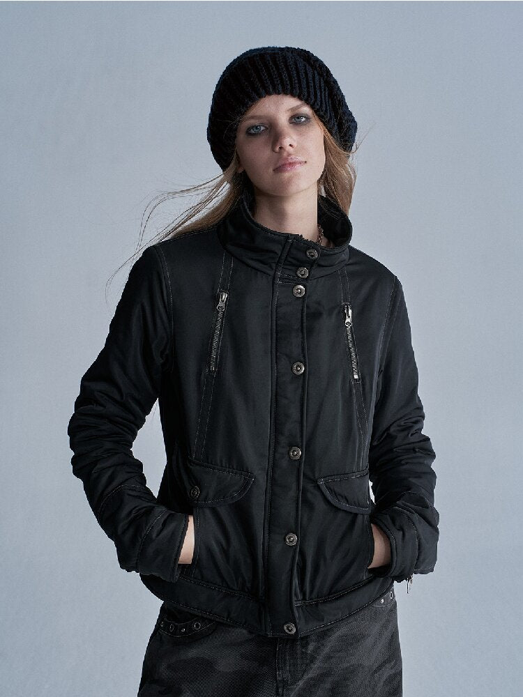Metallic Black Quilted Jacket【s0000019089】