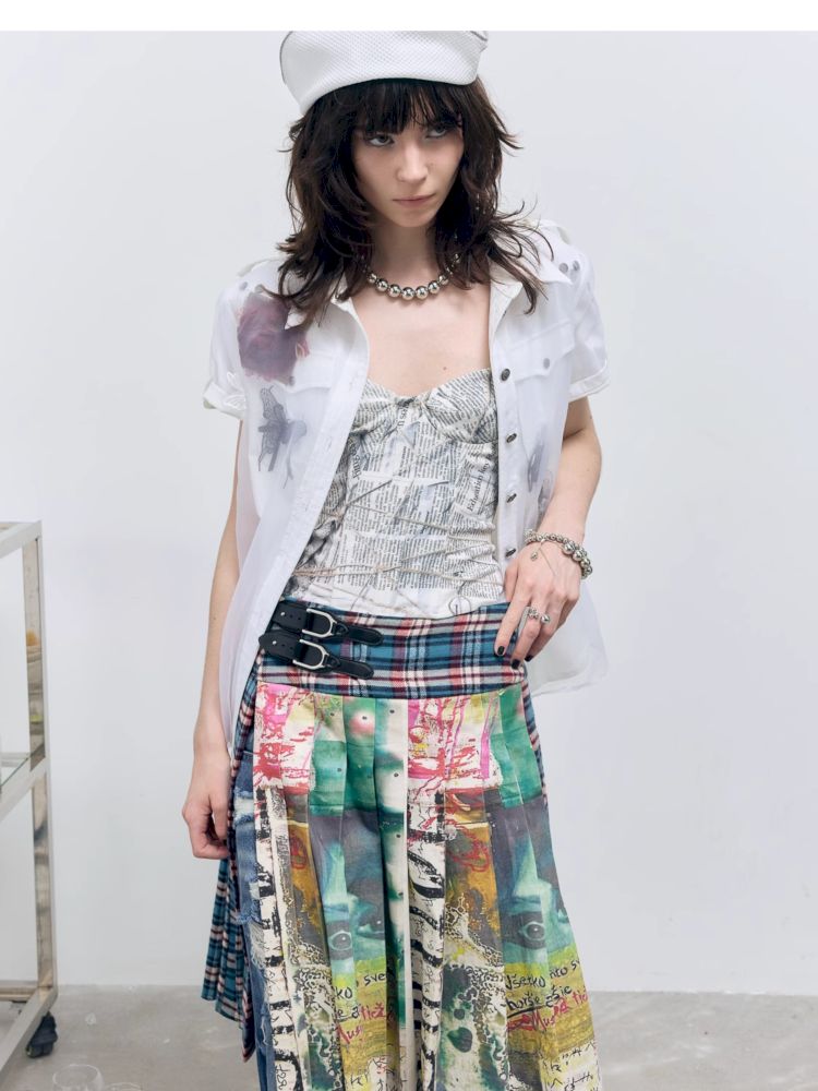 Plaid Half Pleated Skirt【s0000012413】