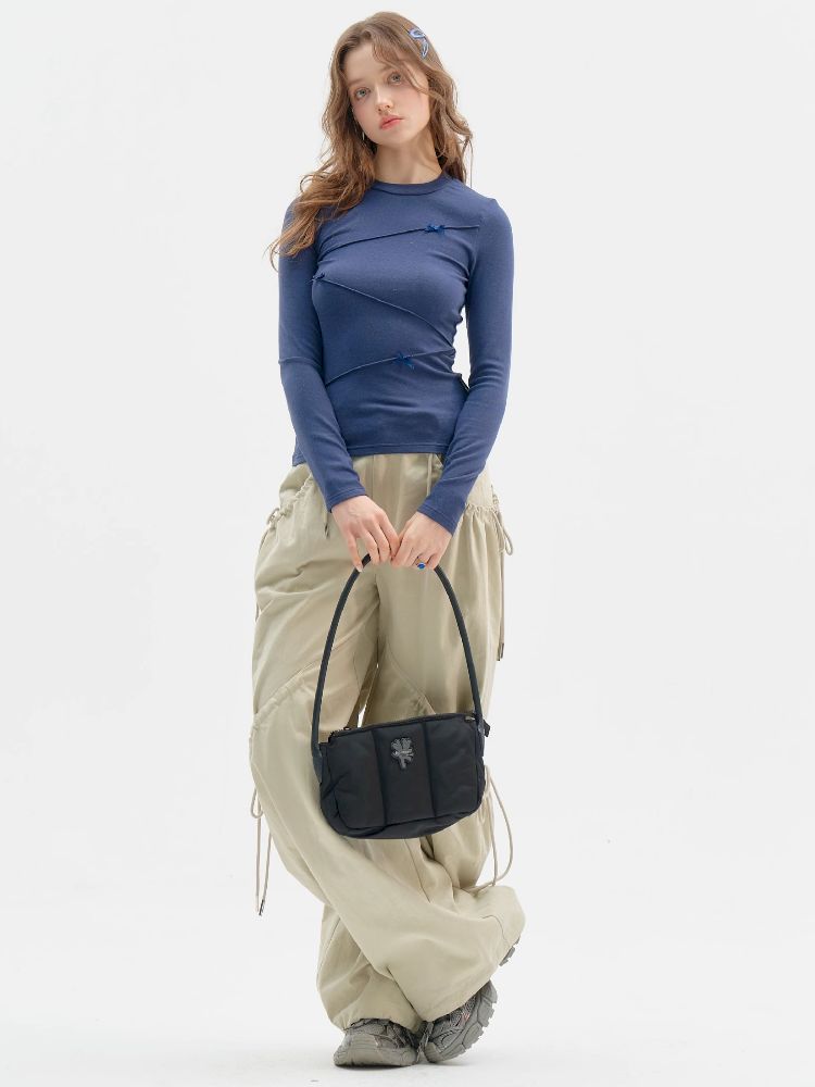 Structure Bow Long Sleeve Top【s0000011522】