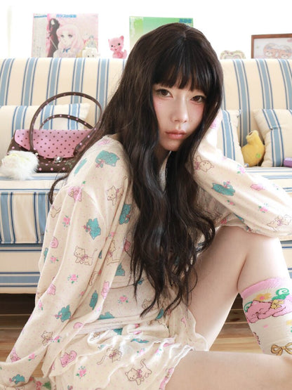Cat Rose Print Cake Skirt Shorts【s0000017513】