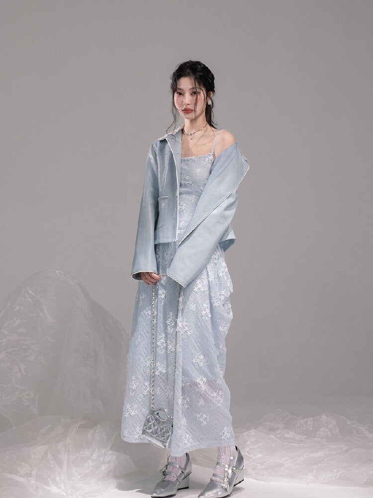 Ice Lake Gauze Embroidered Dress【s0000015744】