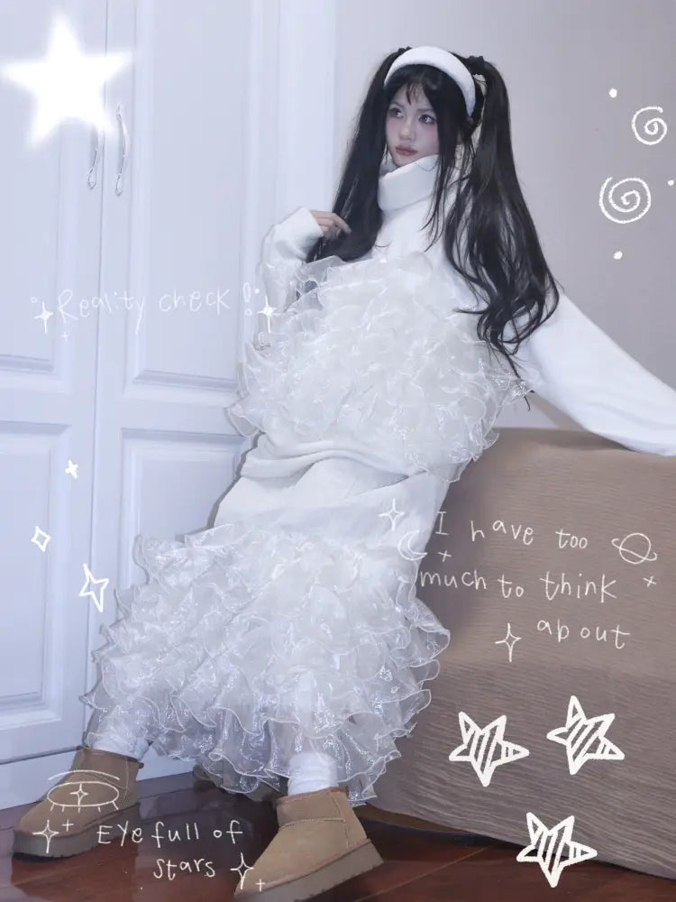 Granulated Sweatshirt with Lace Trim【s0000014345】