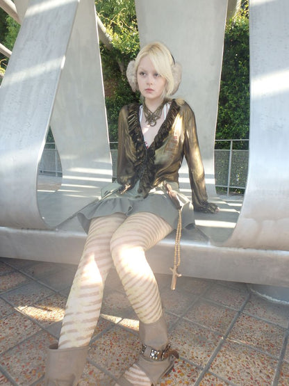 Striped irregular print 10D ultra-thin stockings【s0000013176】