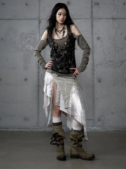 Off-Shoulder Long Sleeve Blouse【s0000014121】