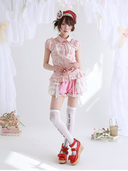 Pink Polka Dot Lolita Pants Skirt【s0000016552】