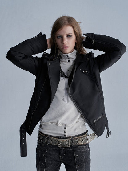Punk Black Belted Cotton Jacket【s0000019090】