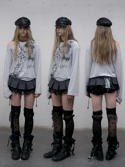 One-shoulder long-sleeved T-shirt【s0000012613】