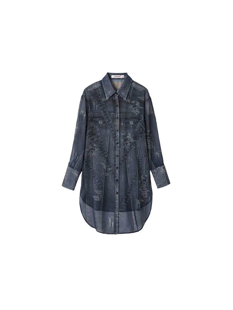 Chiffon Long Shirt Blouse Shirt【s0000009869】