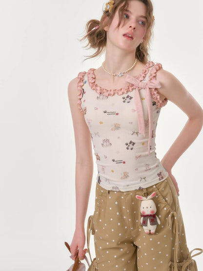 Printed Wood Ear Slim Camisole【s0000016623】