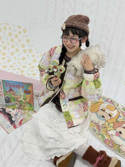 Puppy Floral Cashmere Floor Mat【s0000015042】