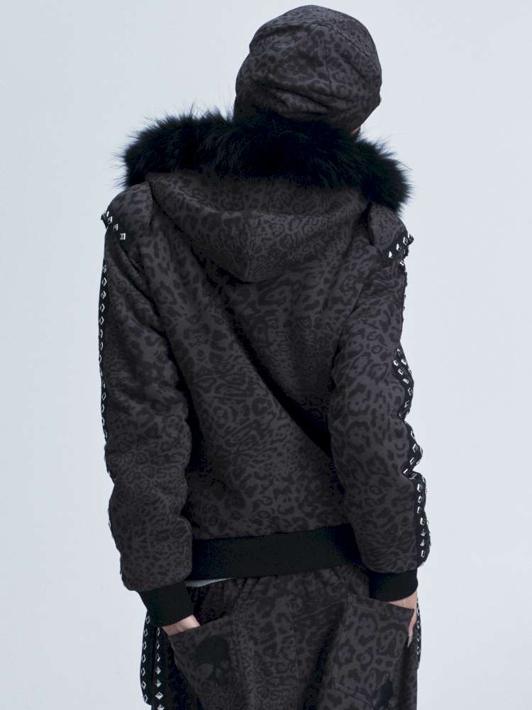 Leopard Print Plush Hooded Slacks Set【s0000014663】