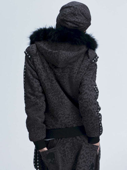 Leopard Print Plush Hooded Slacks Set【s0000014663】