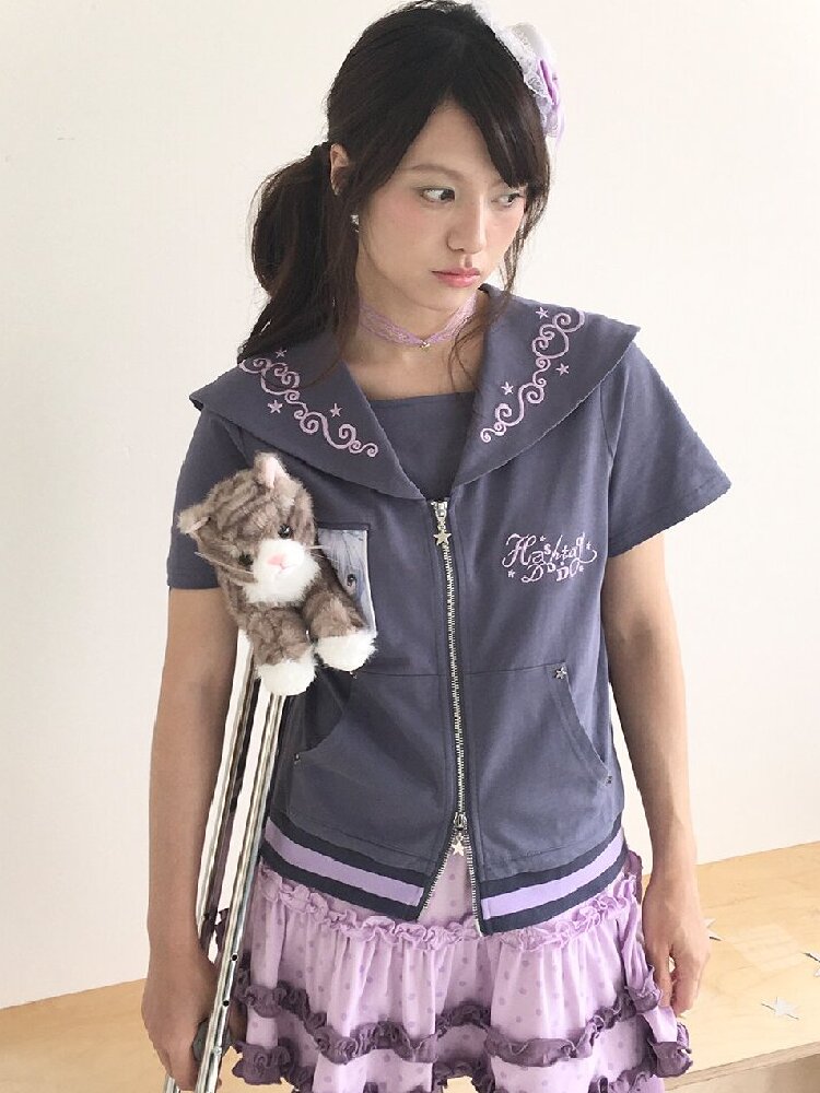 Short Sleeve Polka Dot Cardigan【s0000017473】