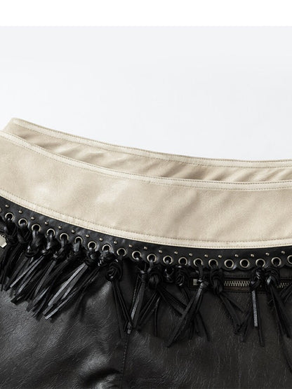 Fake Two Pieces Leather Trousers【s0000015542】