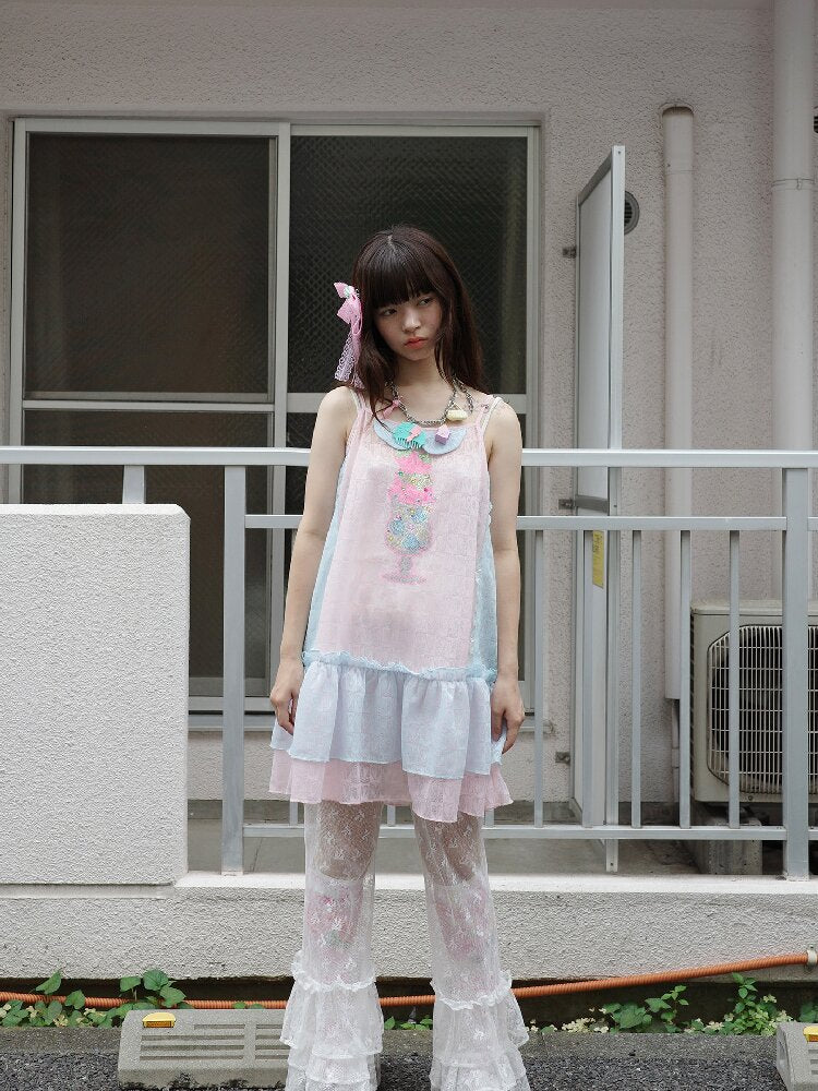 Patchwork Rhinestone Mesh Dress【s0000017759】