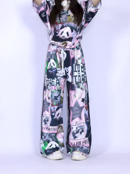 Panda Relaxed-Fit Wide-Leg Pants【s0000013976】