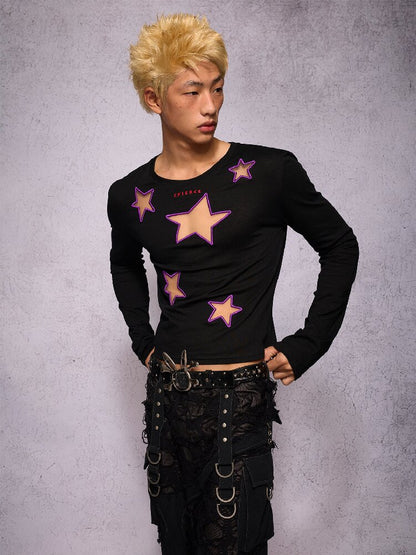 Star Hollow Mesh Embroidery Top【s0000019141】