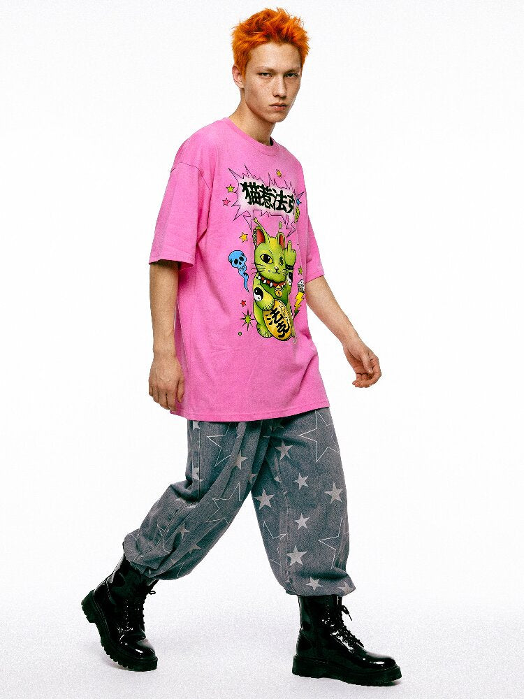 Alien Lucky Cat Loose T Shirt【s0000017111】
