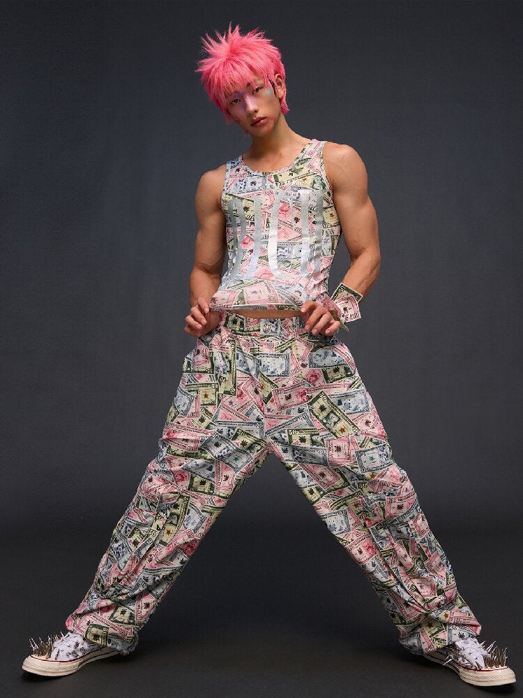 Money Print Multi Pocket Wide Pants【s0000017033】