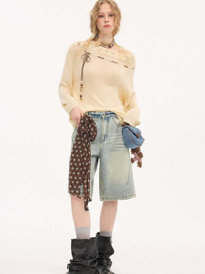 Slanted Strap Smock Knit Sweater【s0000015409】