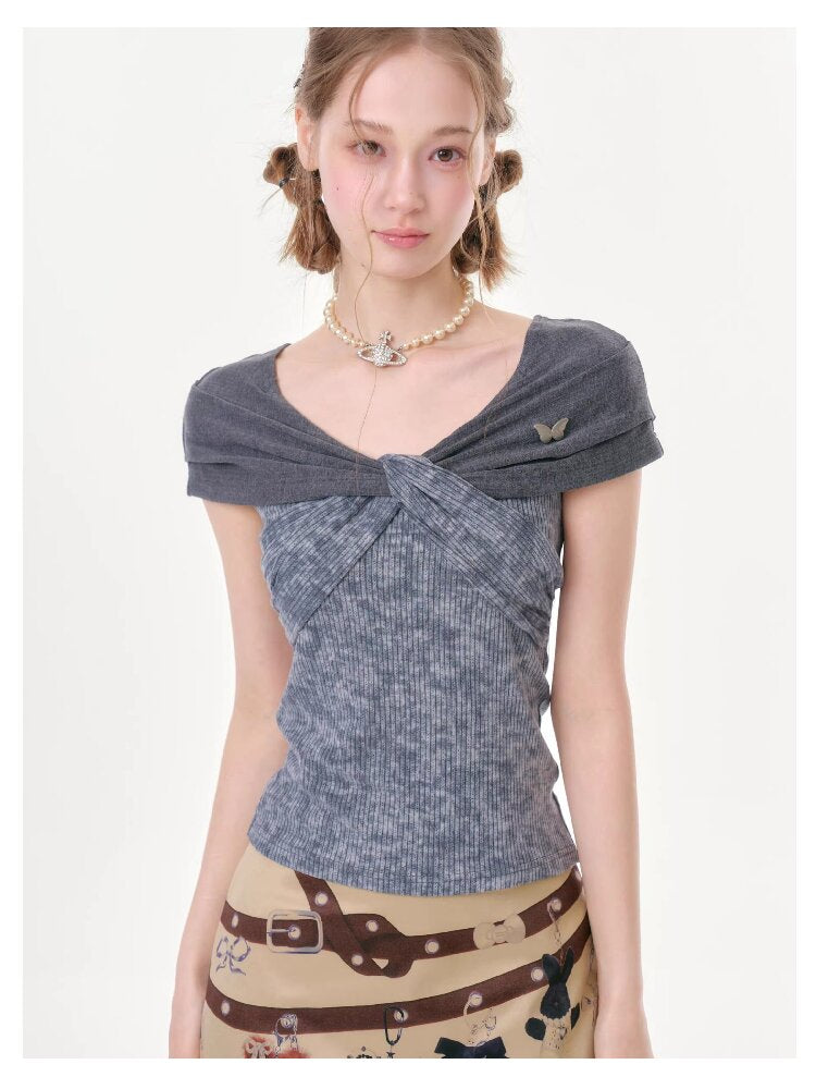 Flower Knot Butterfly Slim T-Shirt【s0000016606】