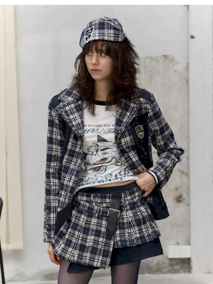 College Style Asymmetric Suit Pleated Skirt【s0000014205】