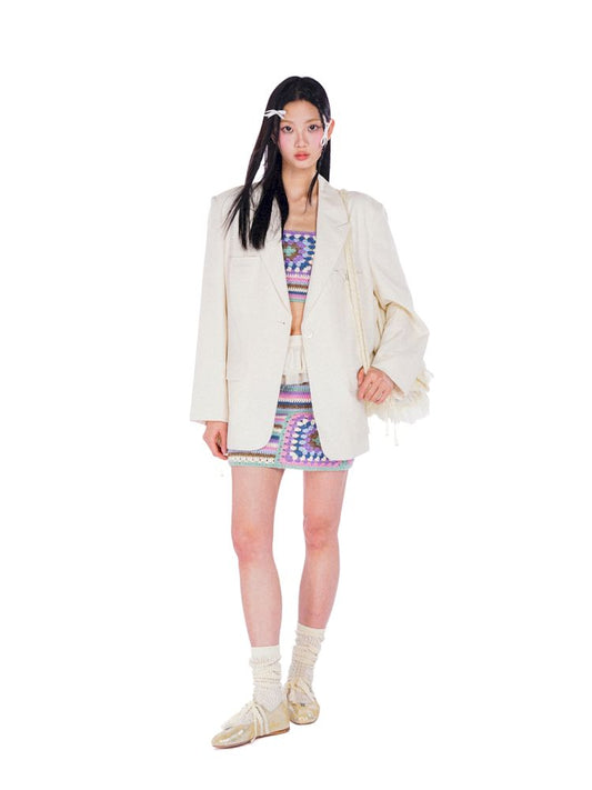 Lace Tie Long Sleeve Blazer【s0000008592】