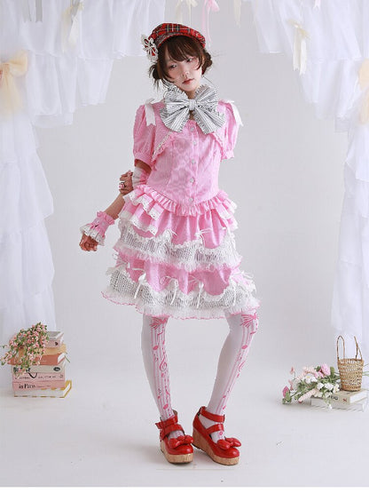 Pink Striped Lolita Puffy Skirt【s0000016560】
