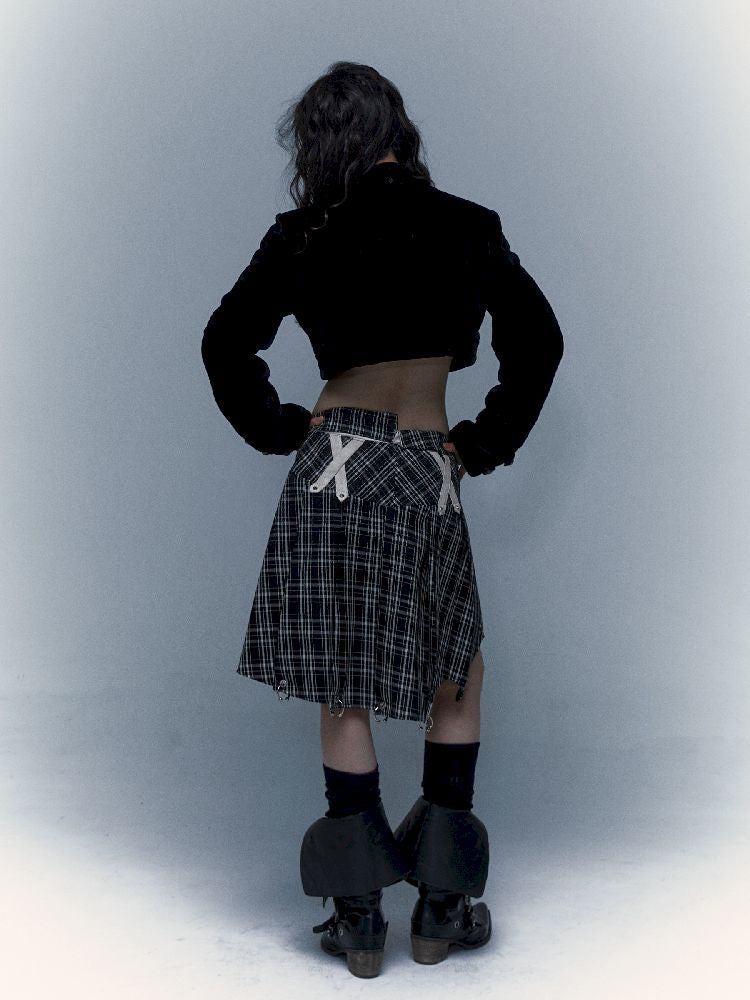 Peplum irregular pleated bustier midi skirt【s0000005970】