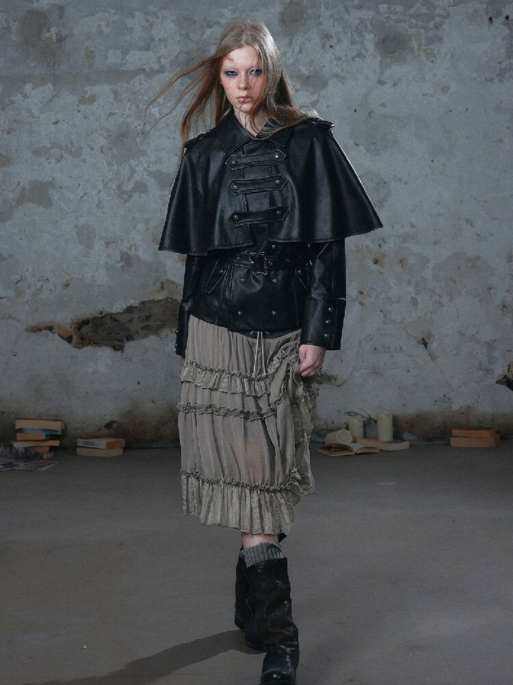 Vintage Belt Cavalry Cape Jacket【s0000018520】