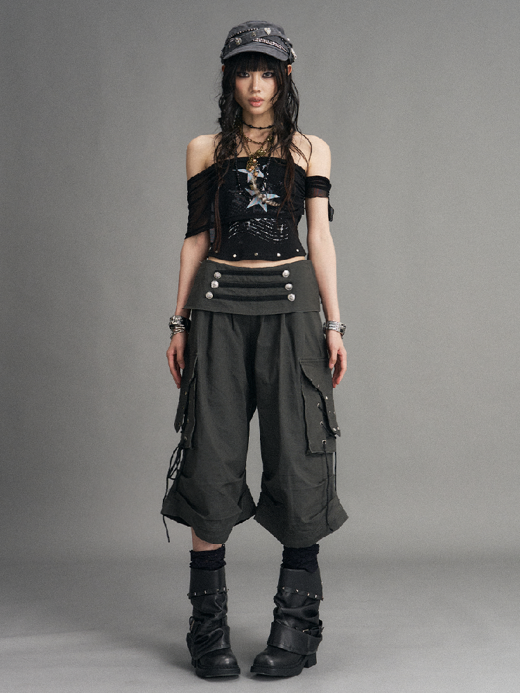 Mesh Knit Strapless Cropped Top【s0000017525】