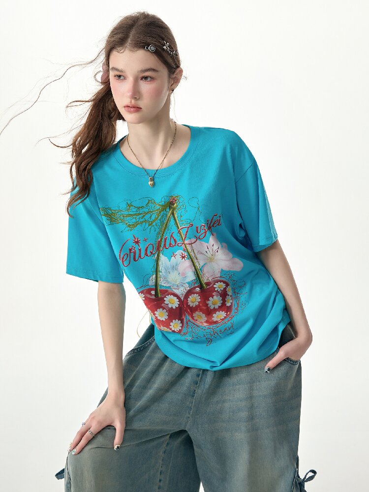 Daisy Cherry Vintage T Shirt【s0000017265】