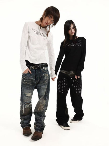 Angel Slogan Cotton Long-Sleeve T【s0000018356】