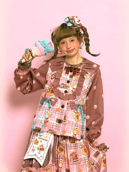 Pink-Brown Vintage Doll-Style Jacket【s0000014514】