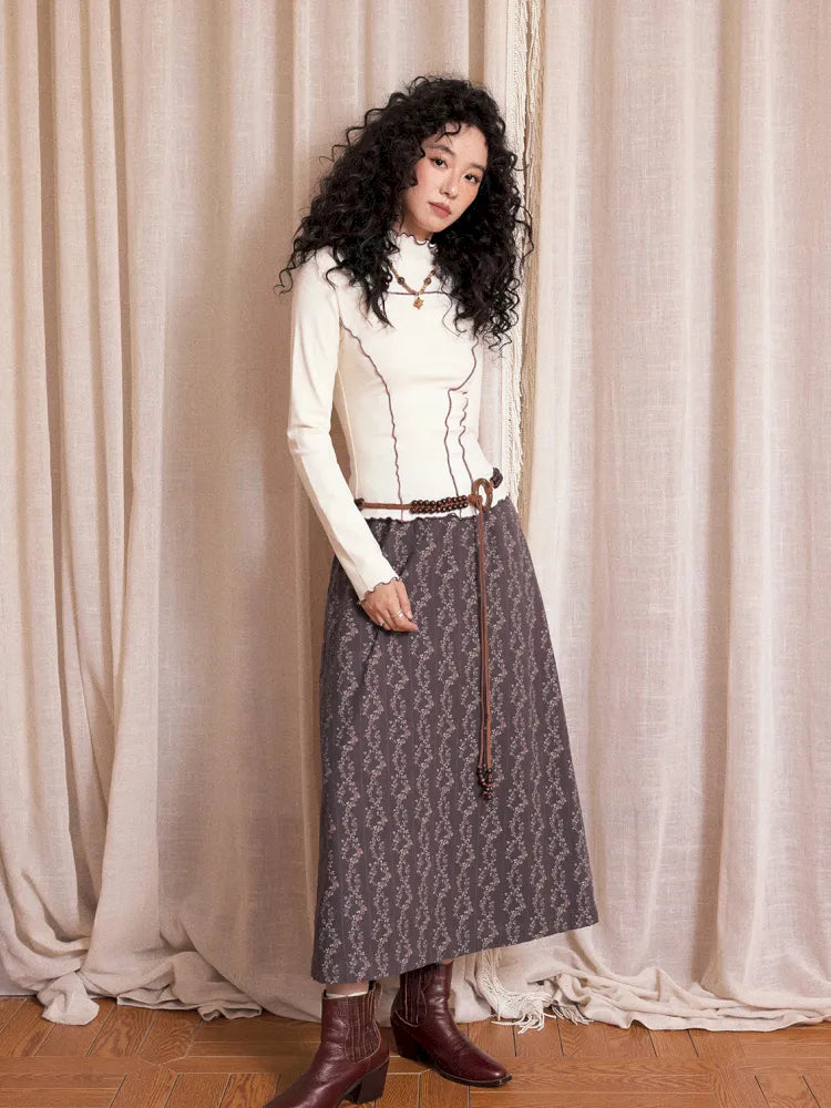 Retro-inspired versatile print maxi skirt【s0000013992】