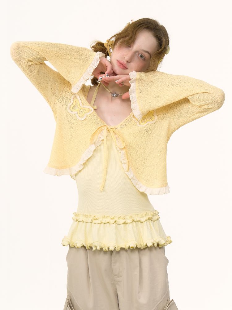 Butterfly Lace Knit Cardigan【s0000012229】