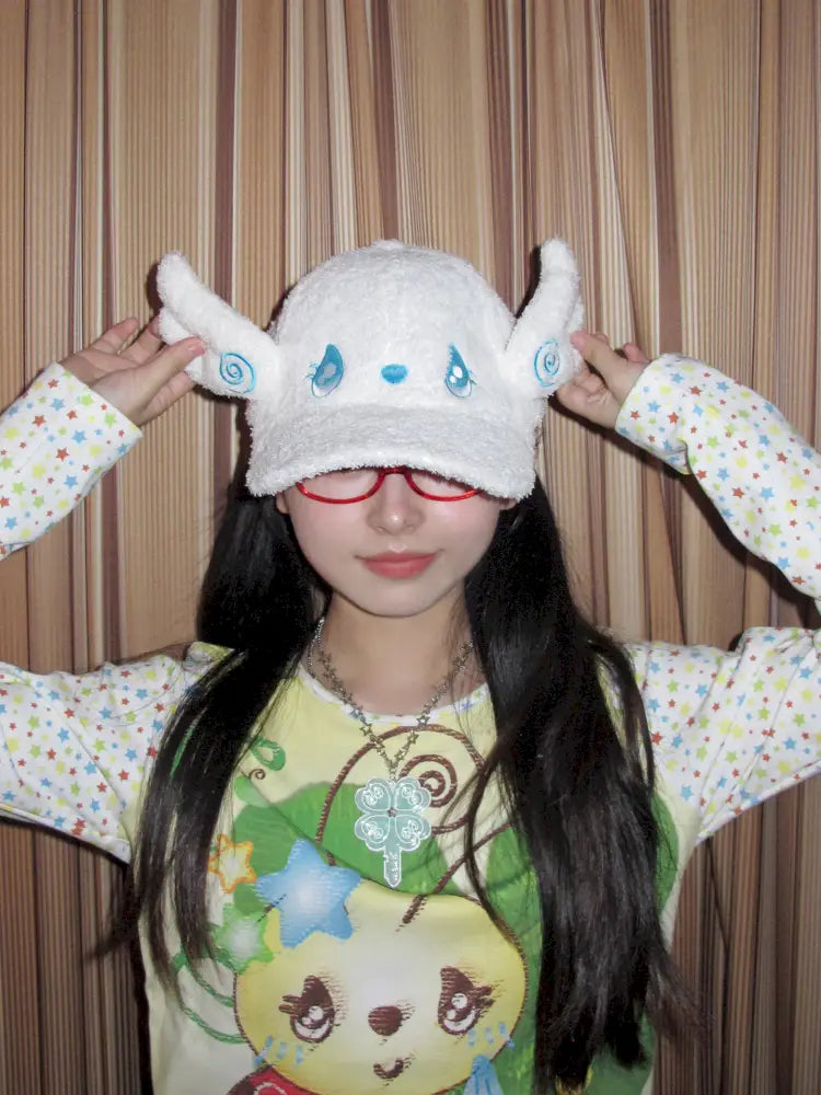 Towel Y2K White Duckbill Baseball Cap【s0000014196】